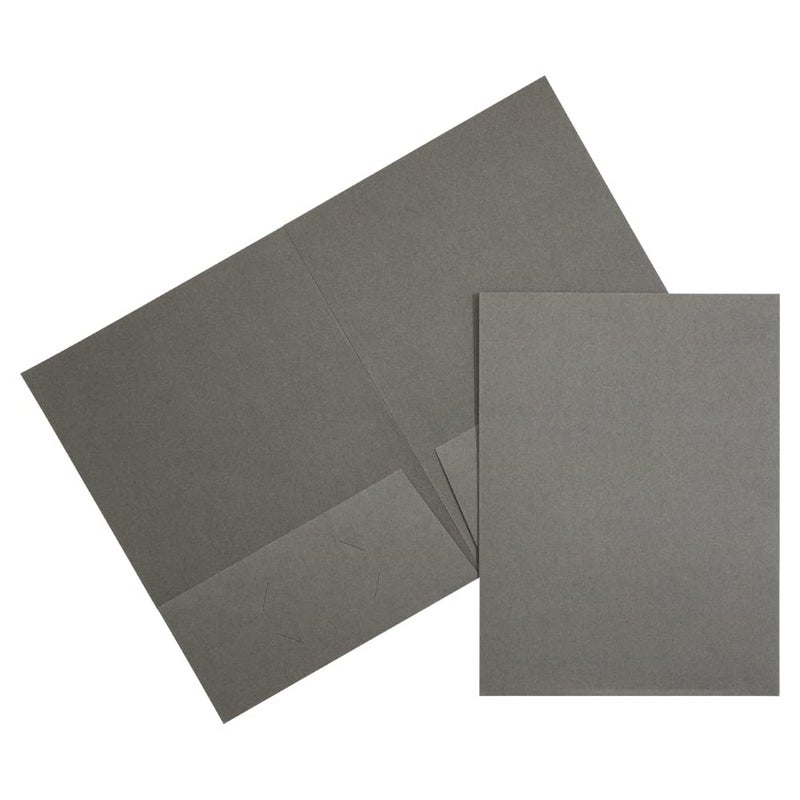 JAM Paper مجلدات تقديم من قماش الكتان ذو جيبين من جام بيبر - حجم خطاب - رمادي - عبوة 50/صندوق - Image 1